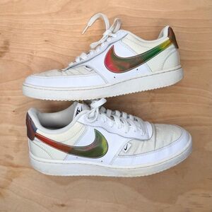 Nike Court Vision Low Premium White Rainbow Swoosh Size 9